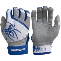 2022 Spiderz PRO Model Batting Gloves: White/Royal Blue