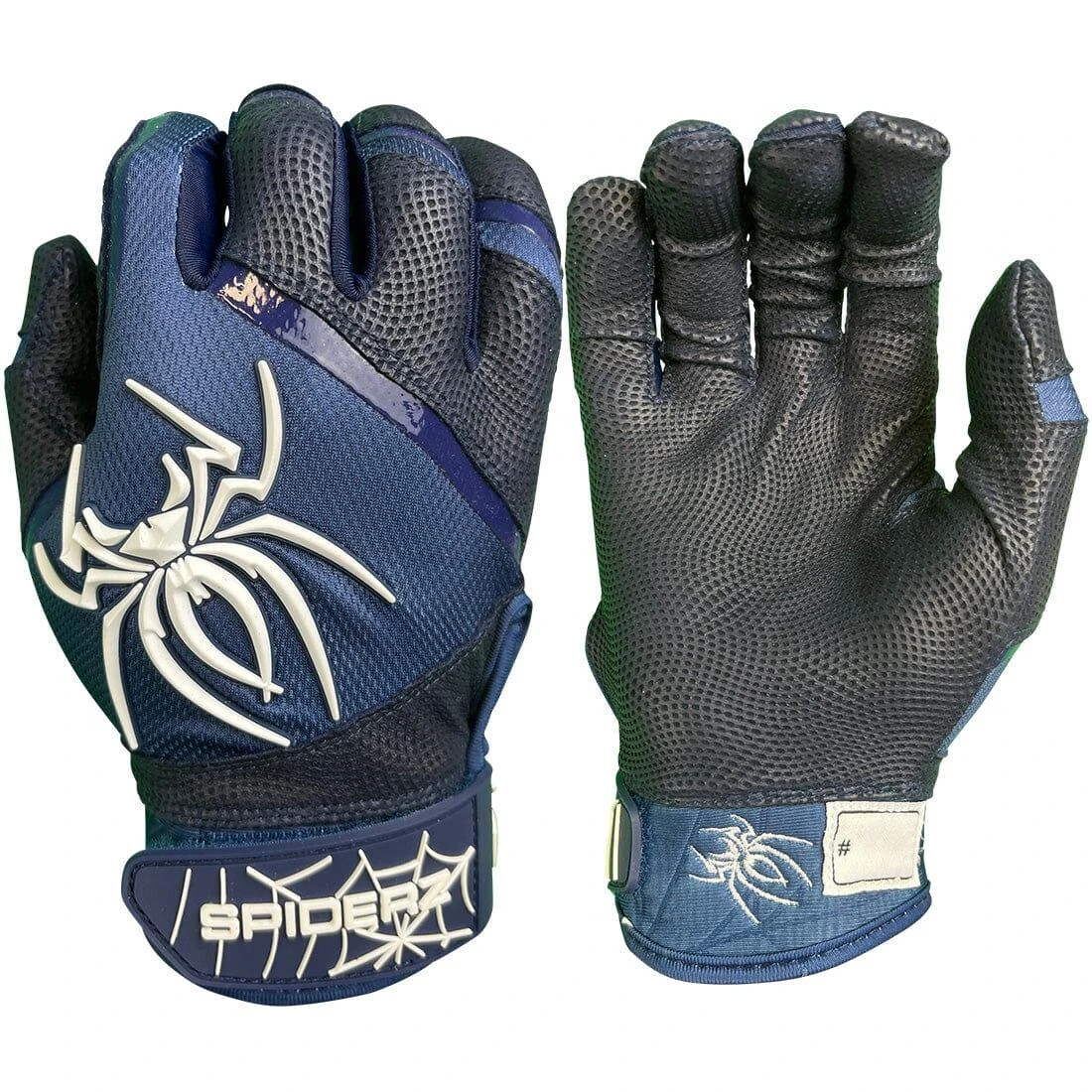 2023 Spiderz Pro Model Batting Gloves: Navy Blue/White 1 2023 Spiderz Pro Model Batting Gloves: Navy Blue/White