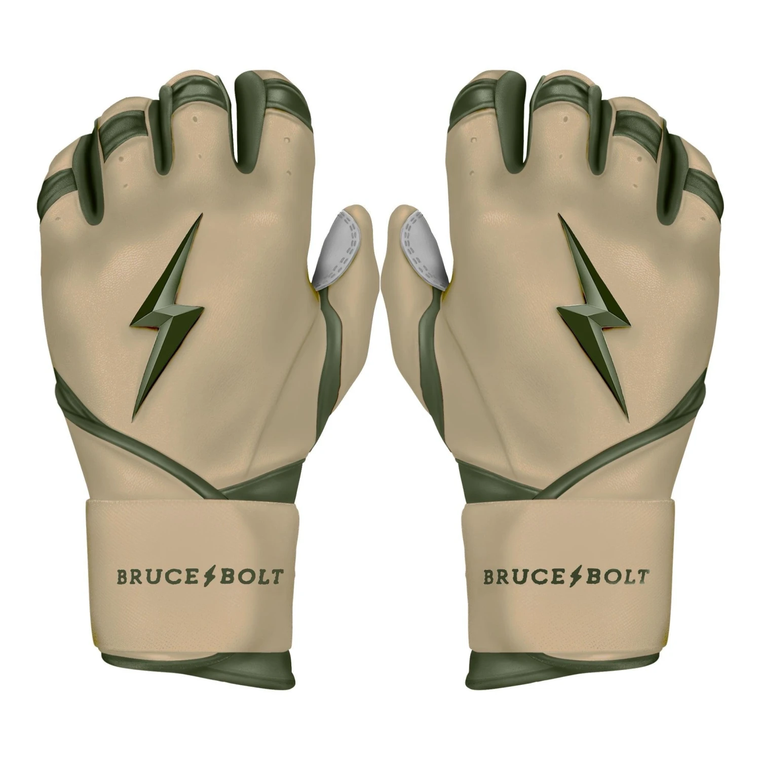 Bruce Bolt Premium Pro Military Series Long Cuff Batting Gloves: Beige 1 Bruce Bolt Premium Pro Military Series Long Cuff Batting Gloves: Beige