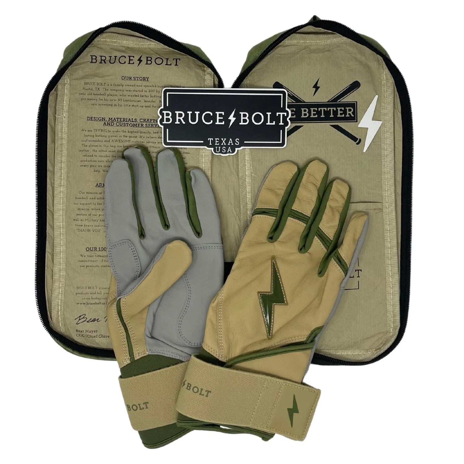 Bruce Bolt Premium Pro Military Series Long Cuff Batting Gloves: Beige 3 Bruce Bolt Premium Pro Military Series Long Cuff Batting Gloves: Beige - Image 3