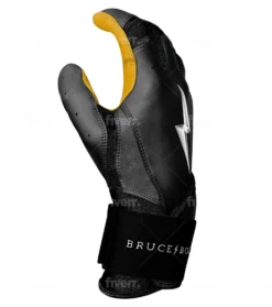 Bruce Bolt PREMIUM PRO Long Cuff Batting Gloves: Black -Baseball Gear Store LC BLKG SIDE scaled