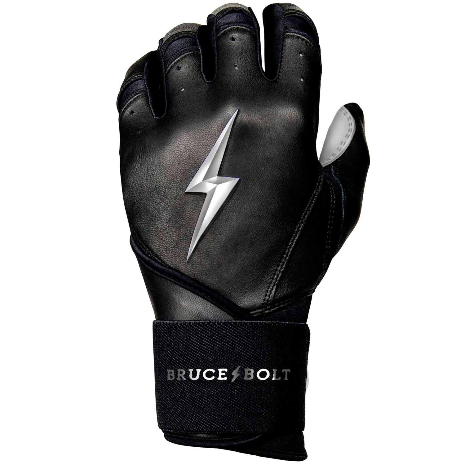 Bruce Bolt PREMIUM PRO Chrome Series Long Cuff Batting Gloves: Black 5 Bruce Bolt PREMIUM PRO Chrome Series Long Cuff Batting Gloves: Black - Image 5