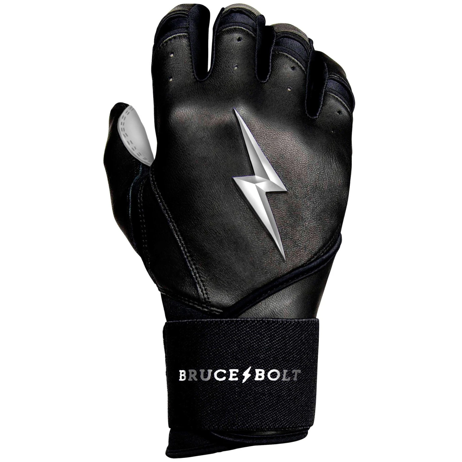 Bruce Bolt PREMIUM PRO Chrome Series Long Cuff Batting Gloves: Black 7 Bruce Bolt PREMIUM PRO Chrome Series Long Cuff Batting Gloves: Black - Image 7