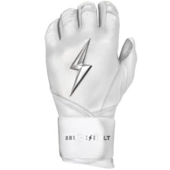 Bruce Bolt PREMIUM PRO Chrome Series Long Cuff Batting Gloves: White -Baseball Gear Store LC CHRW LEFT
