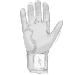 Bruce Bolt PREMIUM PRO Chrome Series Long Cuff Batting Gloves: White -Baseball Gear Store LC CHRW PALM