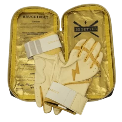 Bruce Bolt PREMIUM PRO Gold Series Batting Gloves: Long Cuff -Baseball Gear Store LC GLD BAG2