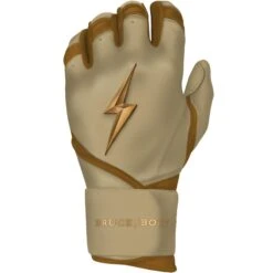 Bruce Bolt PREMIUM PRO Gold Series Batting Gloves: Long Cuff -Baseball Gear Store LC GLD LEFT