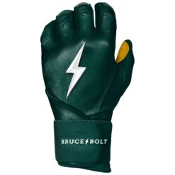 Bruce Bolt PREMIUM PRO Long Cuff Batting Gloves: Green -Baseball Gear Store LC GRNG LEFT