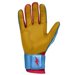 Bruce Bolt PREMIUM PRO BADER Series Long Cuff Batting Gloves: Baby Blue -Baseball Gear Store LC HBB PALM
