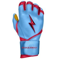 Bruce Bolt PREMIUM PRO BADER Series Long Cuff Batting Gloves: Baby Blue -Baseball Gear Store LC HBB RIGHT
