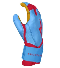 Bruce Bolt PREMIUM PRO BADER Series Long Cuff Batting Gloves: Baby Blue -Baseball Gear Store LC HBB SIDE scaled