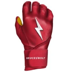 Bruce Bolt PREMIUM PRO Long Cuff Batting Gloves: Red -Baseball Gear Store LC REDG RIGHT