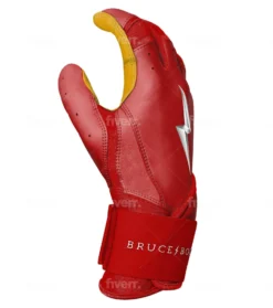 Bruce Bolt PREMIUM PRO Long Cuff Batting Gloves: Red -Baseball Gear Store LC REDG SIDE scaled
