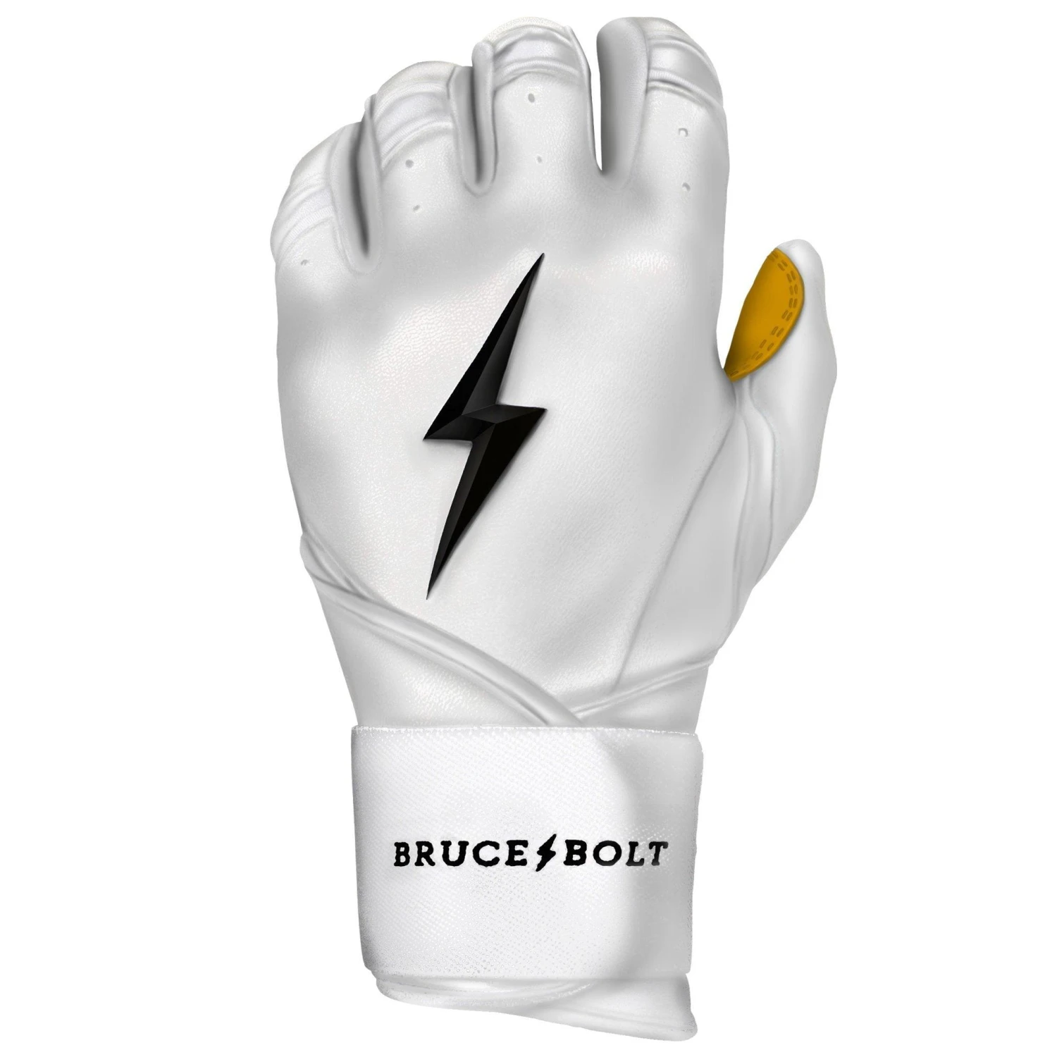 Bruce Bolt PREMIUM PRO Long Cuff Batting Gloves: White 5 Bruce Bolt PREMIUM PRO Long Cuff Batting Gloves: White - Image 5