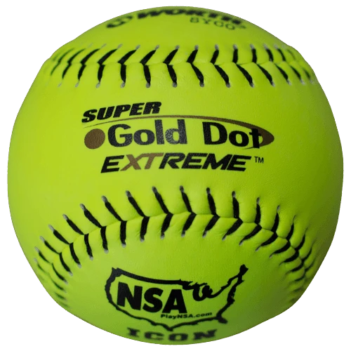 Worth 12" Super Gold Dot NSA Slowpitch Softballs (Dozen): NI12CY 1 Worth 12" Super Gold Dot NSA Slowpitch Softballs (Dozen): NI12CY
