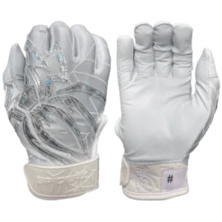2022 Spiderz PRIZM Batting Gloves: White/Silver