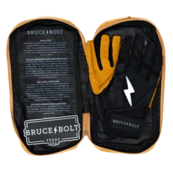 Bruce Bolt PREMIUM PRO Short Cuff Batting Gloves: Black -Baseball Gear Store SC BLKG BAG2