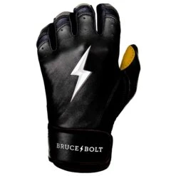 Bruce Bolt PREMIUM PRO Short Cuff Batting Gloves: Black -Baseball Gear Store SC BLKG LEFT