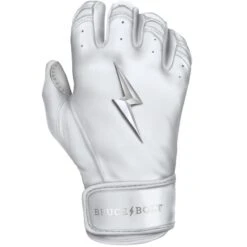 Bruce Bolt PREMIUM PRO Chrome Series Short Cuff Batting Gloves: White 16 Bruce Bolt PREMIUM PRO Chrome Series Short Cuff Batting Gloves: White -Baseball Gear Store SC CHRW RIGHT