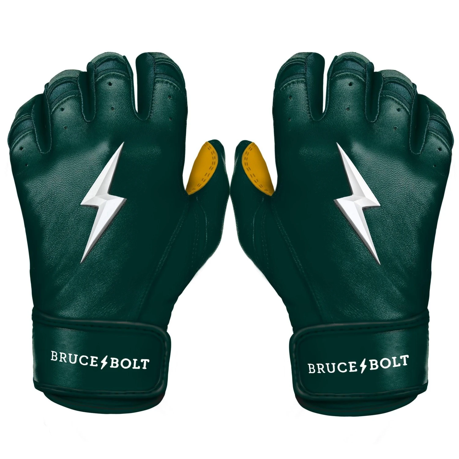 Bruce Bolt PREMIUM PRO Short Cuff Batting Gloves: GREEN 1 Bruce Bolt PREMIUM PRO Short Cuff Batting Gloves: GREEN