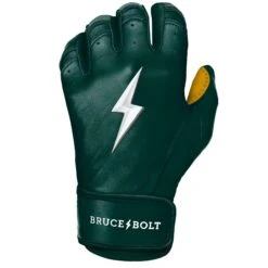 Bruce Bolt PREMIUM PRO Short Cuff Batting Gloves: GREEN 15 Bruce Bolt PREMIUM PRO Short Cuff Batting Gloves: GREEN -Baseball Gear Store SC GRNG LEFT