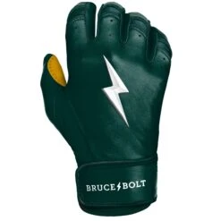 Bruce Bolt PREMIUM PRO Short Cuff Batting Gloves: GREEN 17 Bruce Bolt PREMIUM PRO Short Cuff Batting Gloves: GREEN -Baseball Gear Store SC GRNG RIGHT