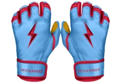 Bruce Bolt PREMIUM PRO BADER Series Short Cuff Batting Gloves: Baby Blue