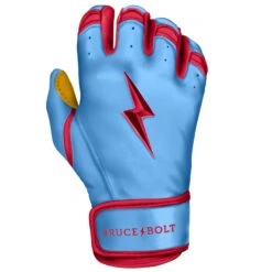 Bruce Bolt PREMIUM PRO BADER Series Short Cuff Batting Gloves: Baby Blue -Baseball Gear Store SC HBB RIGHT