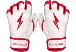 Bruce Bolt PREMIUM PRO BADER Series Short Cuff Batting Gloves: White