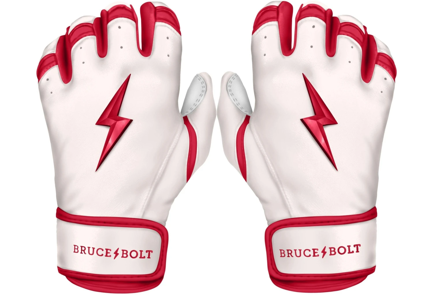 Bruce Bolt PREMIUM PRO BADER Series Short Cuff Batting Gloves: White 1 Bruce Bolt PREMIUM PRO BADER Series Short Cuff Batting Gloves: White