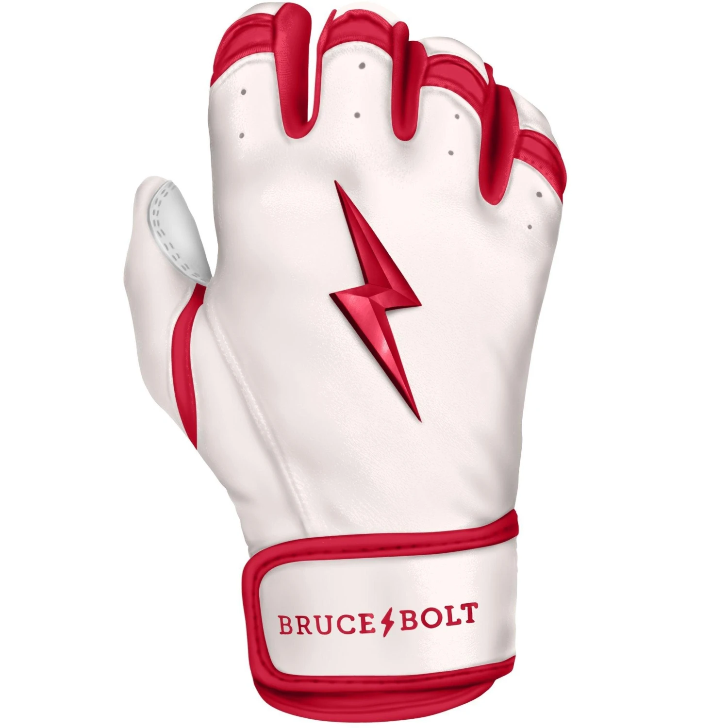 Bruce Bolt PREMIUM PRO BADER Series Short Cuff Batting Gloves: White 4 Bruce Bolt PREMIUM PRO BADER Series Short Cuff Batting Gloves: White - Image 4