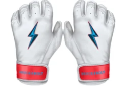 Bruce Bolt PREMIUM PRO BRINSON Series Short Cuff Batting Gloves: White