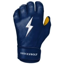 Bruce Bolt PREMIUM PRO Short Cuff Batting Gloves: Navy 17 Bruce Bolt PREMIUM PRO Short Cuff Batting Gloves: Navy -Baseball Gear Store SC NVYG LEFT