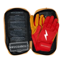 Bruce Bolt PREMIUM PRO Short Cuff Batting Gloves: Red 16 Bruce Bolt PREMIUM PRO Short Cuff Batting Gloves: Red -Baseball Gear Store SC REDG BAG2