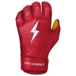 Bruce Bolt PREMIUM PRO Short Cuff Batting Gloves: Red 17 Bruce Bolt PREMIUM PRO Short Cuff Batting Gloves: Red -Baseball Gear Store SC REDG LEFT
