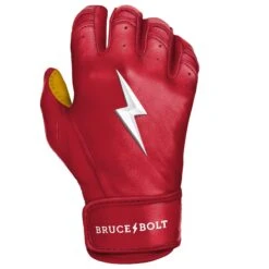 Bruce Bolt PREMIUM PRO Short Cuff Batting Gloves: Red 19 Bruce Bolt PREMIUM PRO Short Cuff Batting Gloves: Red -Baseball Gear Store SC REDG RIGHT