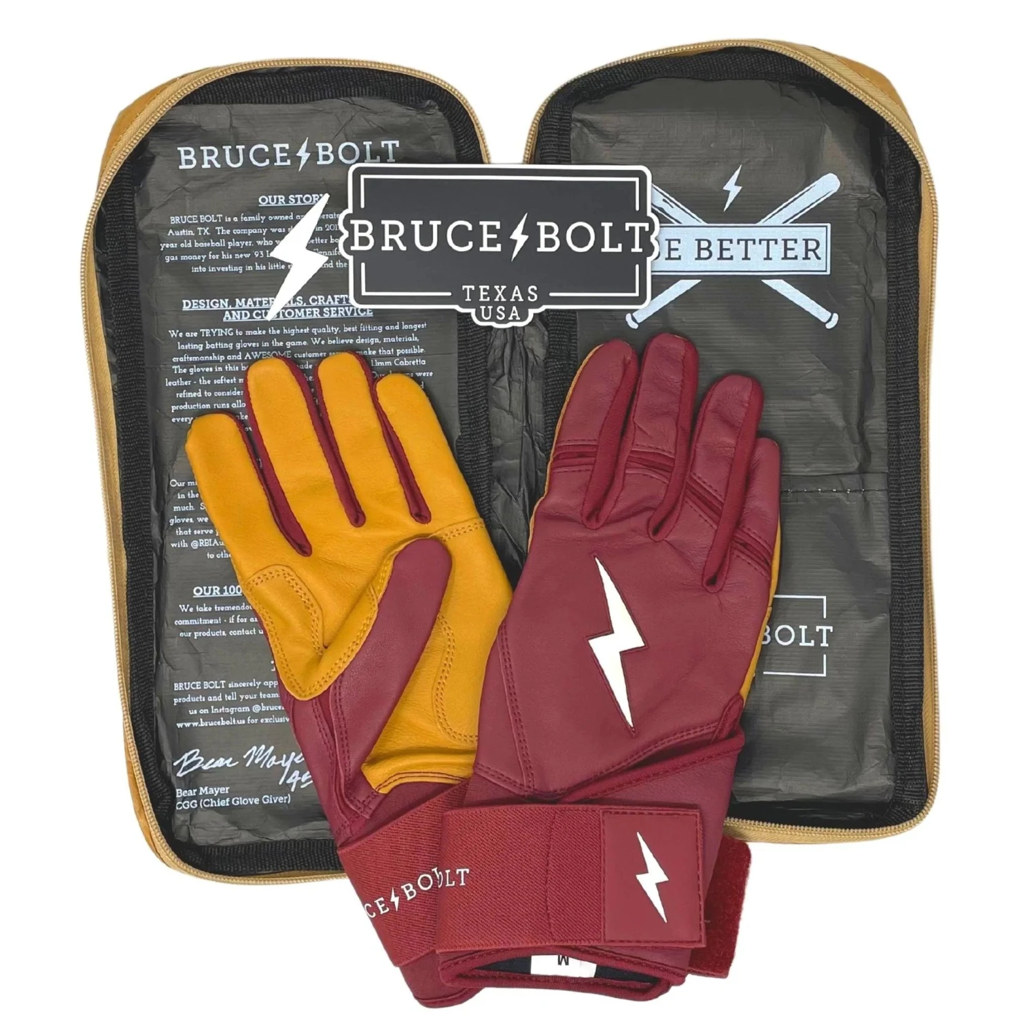 Bruce Bolt PREMIUM PRO Long Cuff Batting Gloves: Maroon 5 Bruce Bolt PREMIUM PRO Long Cuff Batting Gloves: Maroon - Image 5