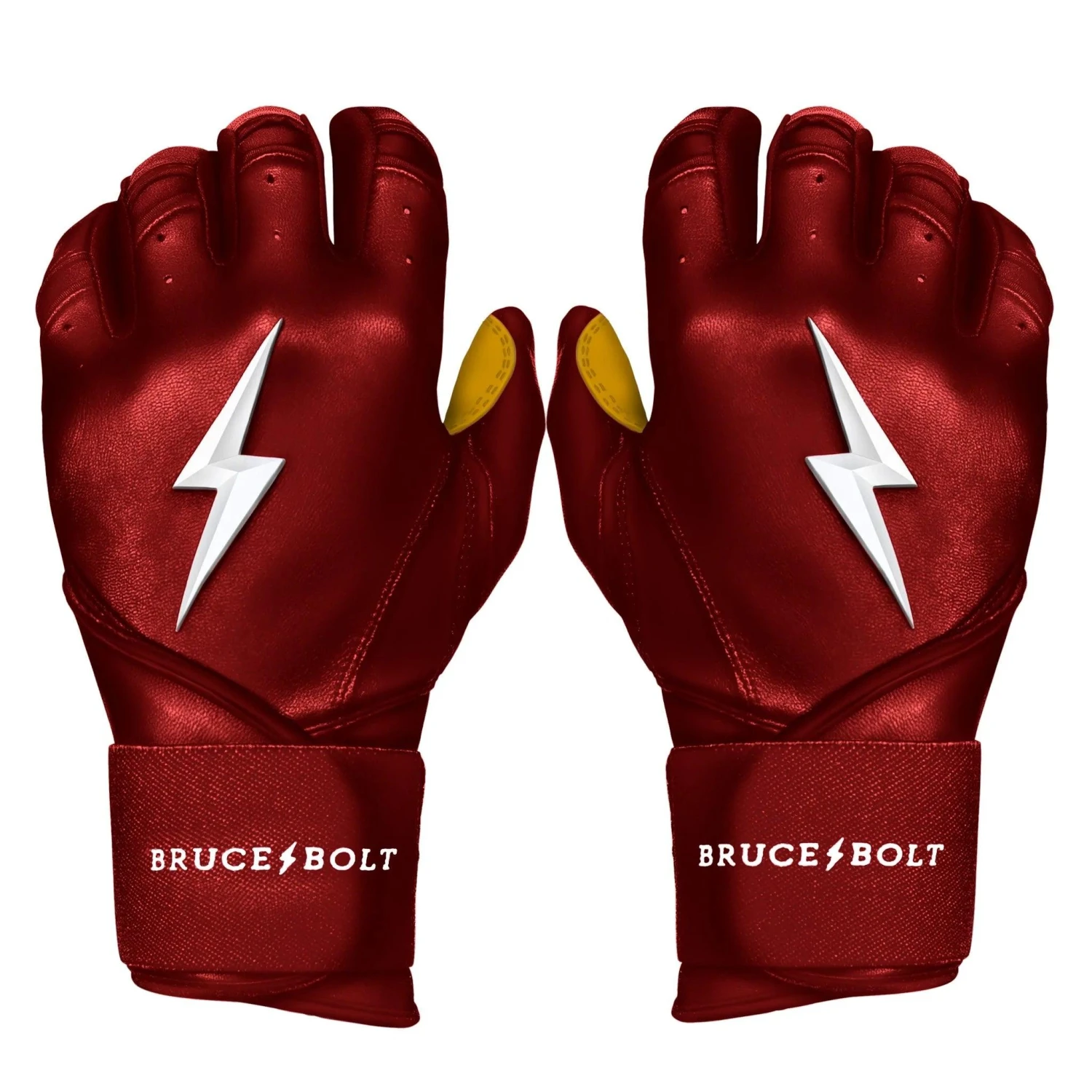 Bruce Bolt PREMIUM PRO Long Cuff Batting Gloves: Maroon 1 Bruce Bolt PREMIUM PRO Long Cuff Batting Gloves: Maroon