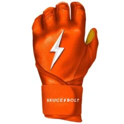 Bruce Bolt PREMIUM PRO Long Cuff Batting Gloves: Orange 9 Bruce Bolt PREMIUM PRO Long Cuff Batting Gloves: Orange -Baseball Gear Store premium pro long cuff batting gloves orange brucebolt 129041