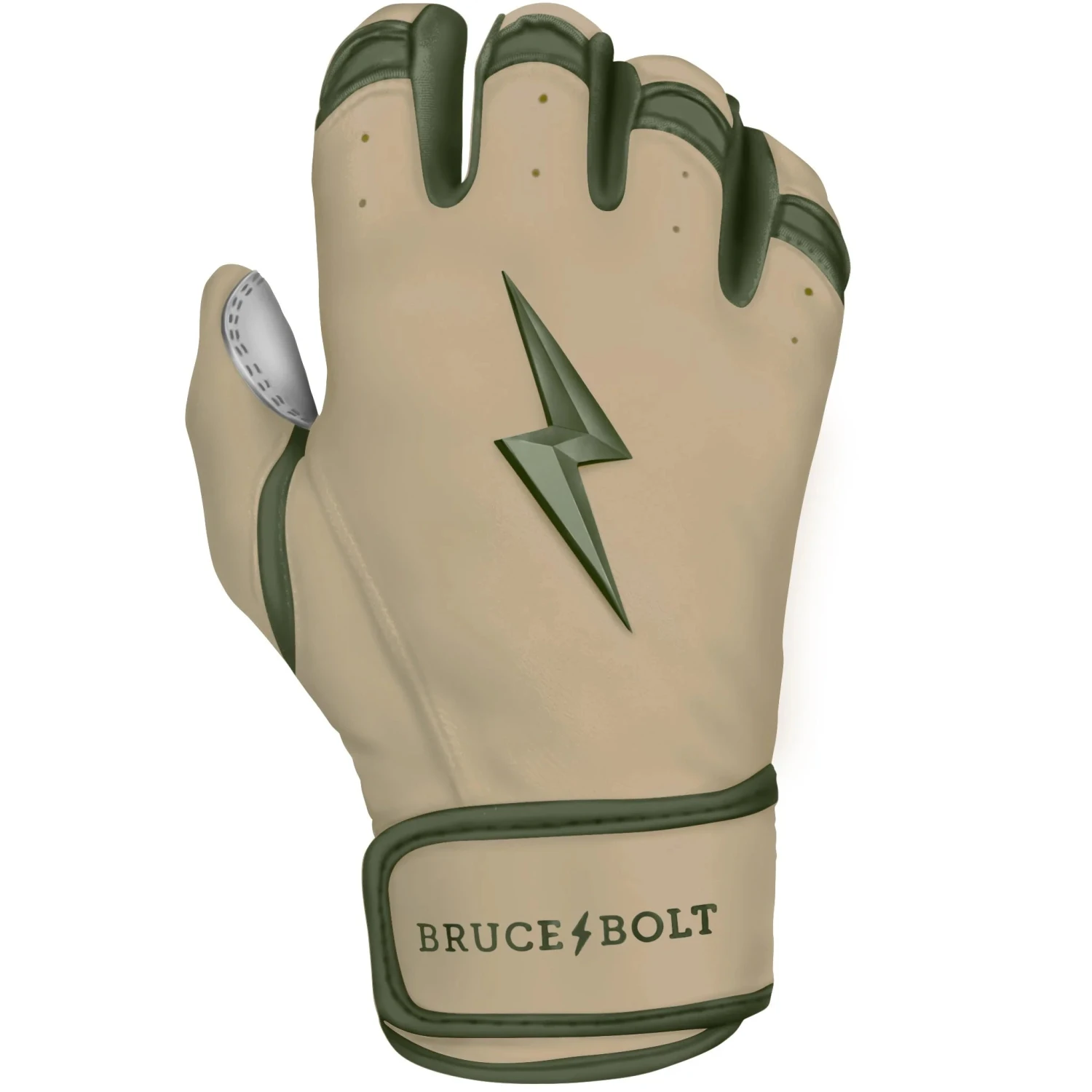 Bruce Bolt Premium Pro Military Series Short Cuff Batting Gloves: Beige 2 Bruce Bolt Premium Pro Military Series Short Cuff Batting Gloves: Beige - Image 2